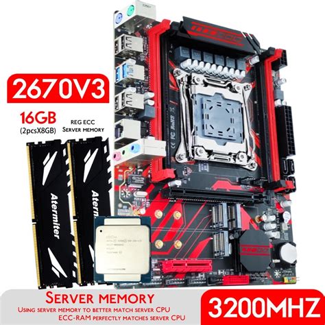Atermiter X99 D4 Ddr4 Motherboard Set With Xeon E5 2670 V3 Lga2011 3 Cpu 2pcs X 8gb 16gb
