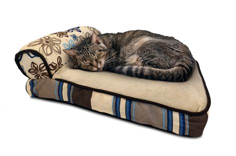 Aspca Floral Sofa Lounger Pet Cat Bed Tan