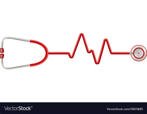 Stethoscope In The Shape Of A Heart Beat On A Ekg Vector Image