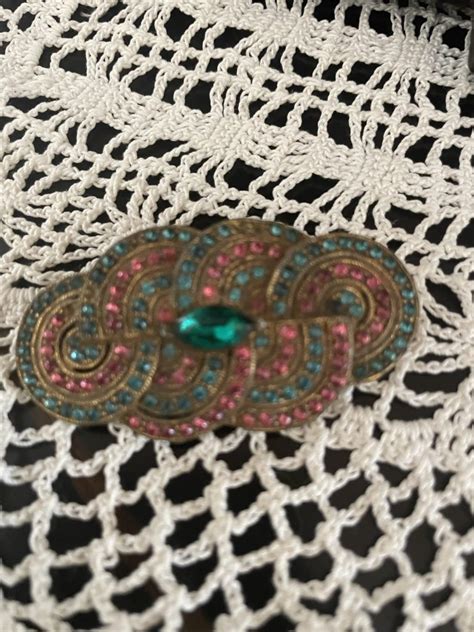 Beautiful Old Rhinestone Colorful Pin Tami Loves Vintage