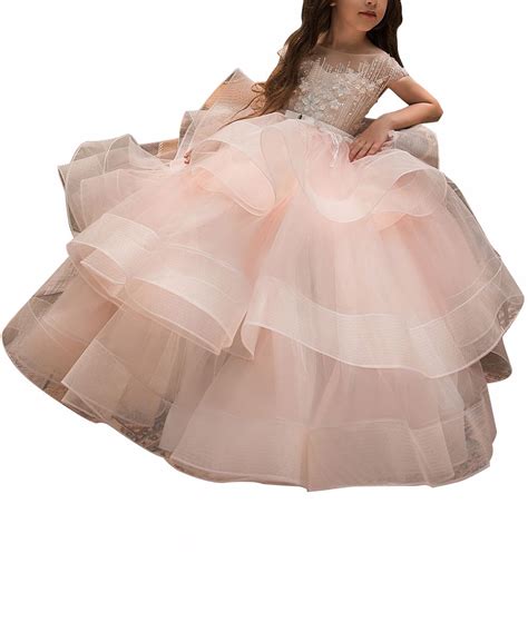 Wde Long Pink Little Girls Pageant Dresses For Wedding Kids First