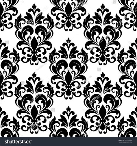 Black White Vintage Floral Seamless Pattern Stock Vector