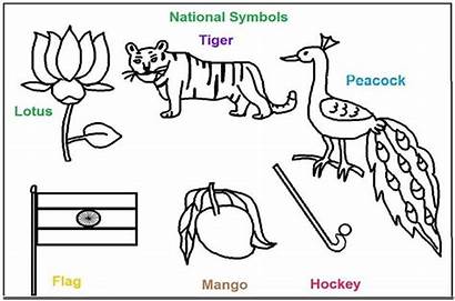 India National Symbols Clipart Flag Coloring Map
