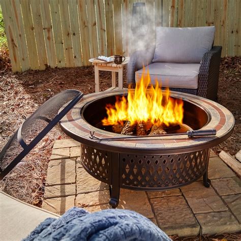 Sunjoy 40 In W Black Steel Wood Burning Fire Pit In The Wood Burning