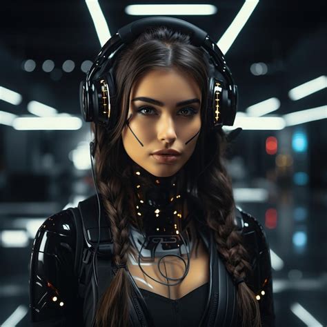 Premium Ai Image Cyberpunk Woman Portrait Futuristic Neon Style