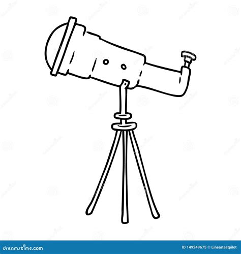 Line Drawing Doodle Of A Large Telescope Stock Vector Illustration Of