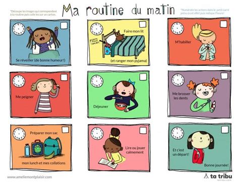 Routinedumatinfillettecouleurs French Kids Preschool Schedule Kids