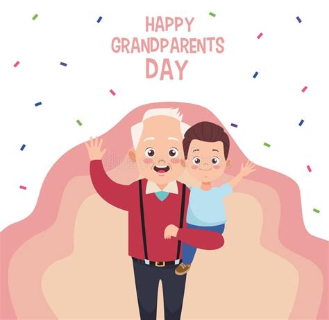 Happy Grandparents Day Card With Grandfather And Grandson Stock Vector