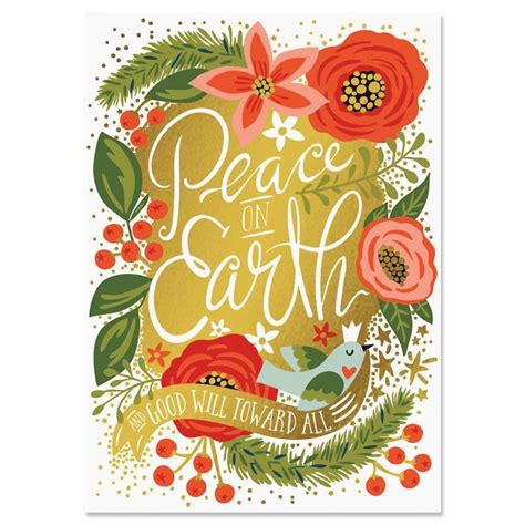 Unique peace christmas cards by independent artists. Peace on Earth Deluxe Foil Christmas Cards | Christmas cards, Cards, Peace on earth