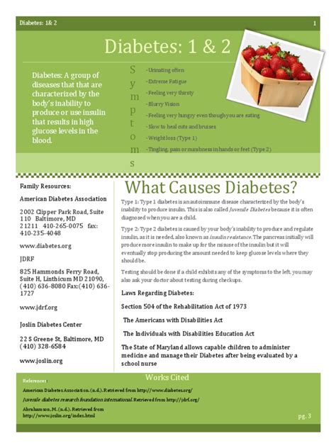Diabetes 1 And 2 Fact Sheet Diabetes Mellitus Type 1 Diabetes Mellitus