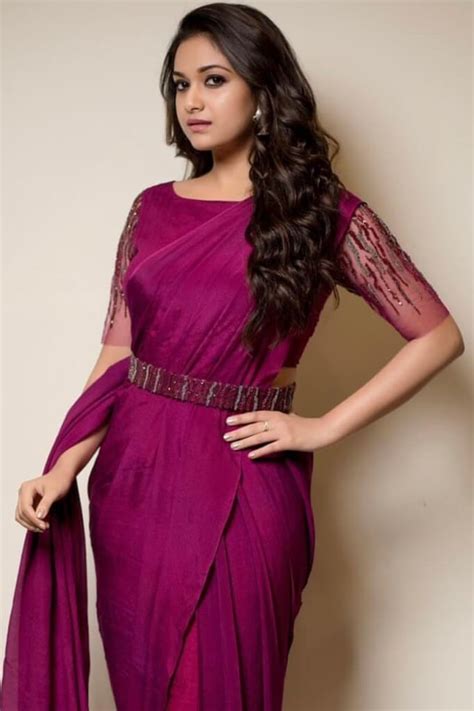 Trending Pics Of Keerthi Suresh In Violet Dress Actress