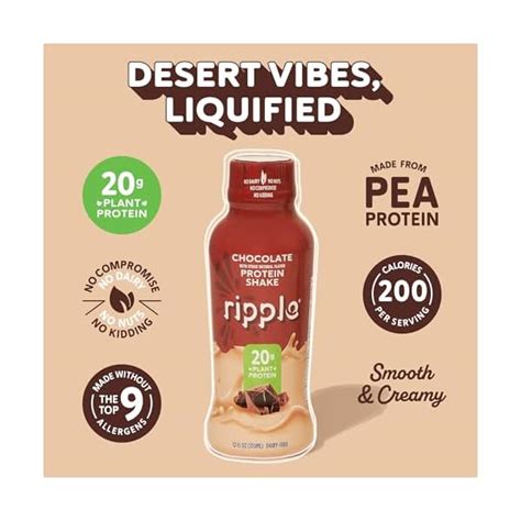 Ripple Vegan Protein Shake Chocolate 20g Nutritious Plant Based Pea