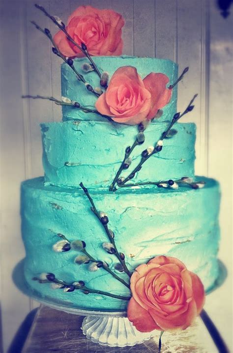 Turquoise And Coral Wedding Cake Ideas Coral Wedding Cakes