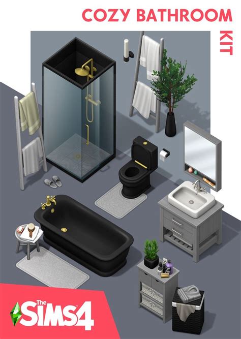 Cozy Bathroom Kit Sims 4 Cc Furniture Sims 4 Sims 4 House Design