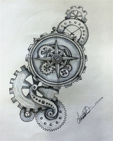 Steampunk Compass By Shaza719 On Deviantart Simbolos Tattoo Gear