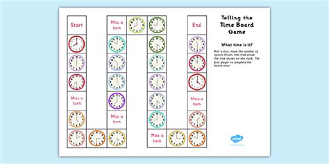 New Telling The Time Board Game Ks1 Oclock And Half Past