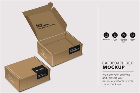 Cardboard Box Mockup Photoshop Templates Creative Market