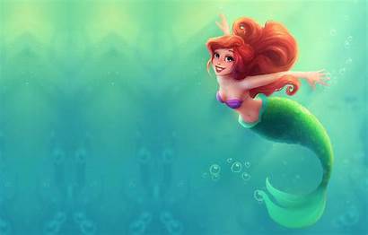 Mermaid Ariel Hair Eyes Wallpapers Cartoon Water