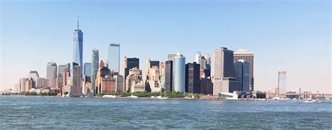 Aqua And Coral Imagery New York Harbor View Of Lower Manhattan Skyline