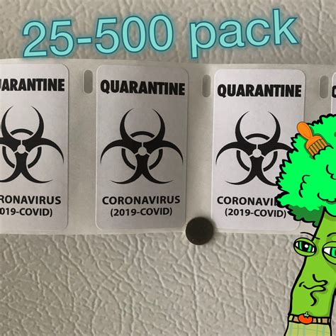 Quarantine Stickers 25 500 Pack Covid Biohazard Joke Gag Decal Etsy