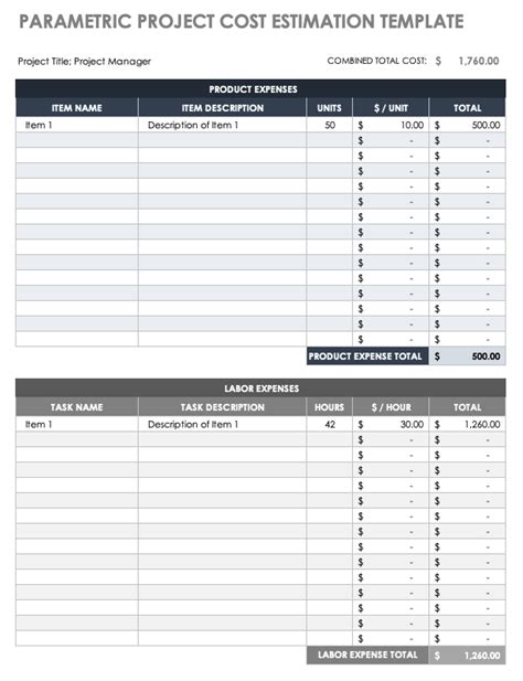 Free Project Costing Templates Smartsheet 2023