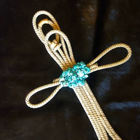 Unbridled Faith Real Lariat Rope Cross With Turquoise Chunks Etsy