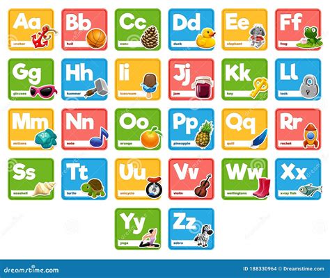 Cute Cartoon Alphabet For Children For Education Stock Vector