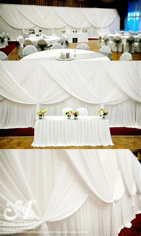 10ft X 20ft Pure White Wedding Backdrop With Beautiful Swags Luxury