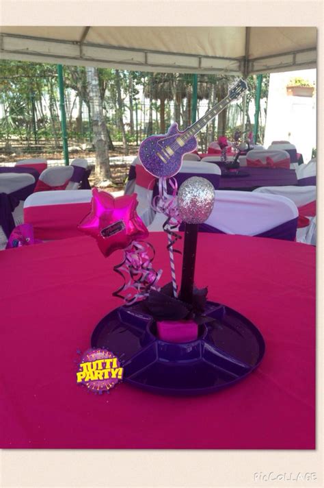 Rock n roll birthday party ideas | photo 24 of 27. Rock Star Party centerpiece, snacks centertable, rockstar party, teens Party ideas #tuttiparty ...