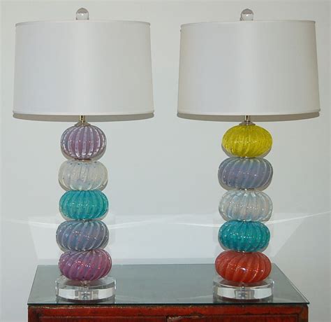 Vintage Murano Multi Color Stacked Font Table Lamps At 1stdibs