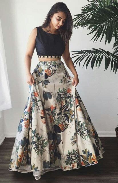 Floral Print Party Lehenga Choli Flare All Age Skirt Crop Top Women
