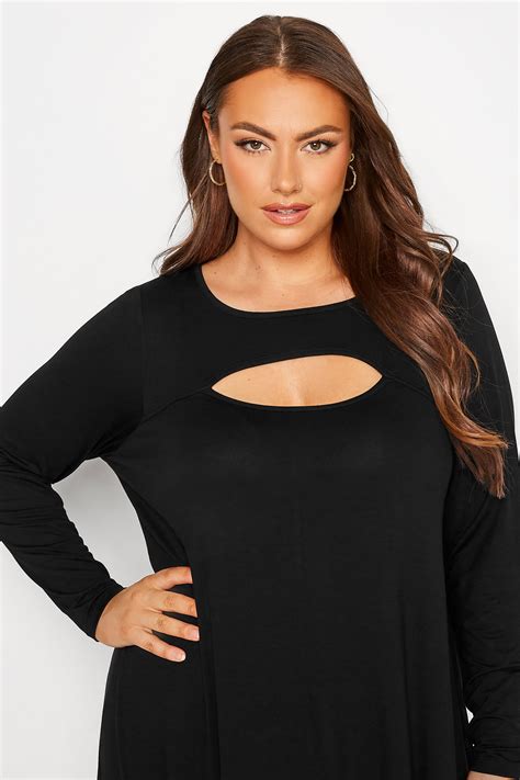 Plus Size Black Cut Out Swing Top Yours Clothing