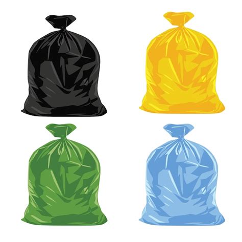 Premium Vector Garbage Bag Icons Set Rubbish Waste And Trash In