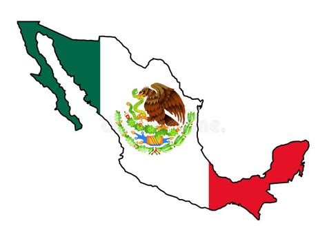 Mexico Map Outline And Flag Stock Vector Illustration Of Graphic