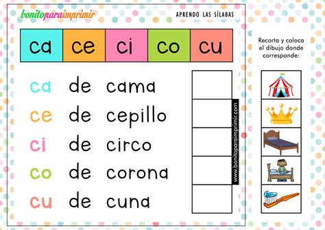 Aprender las silabas Actividades para niños PDF