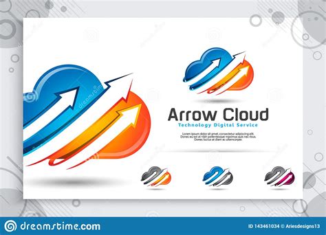 Arrow Cloud Vector Logo With Modern And Colorful Concept Designs