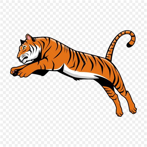 Tiger Mascot Clipart Png Images Tiger Jumping Vector Cartoon