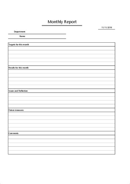 Monthly Report Templates Excel Free Download