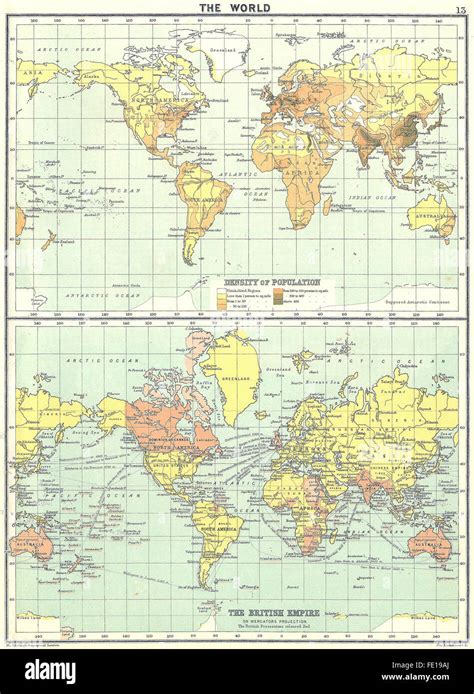 WORLD: Population; British Empire, Mercators, 1900 antique map Stock ...