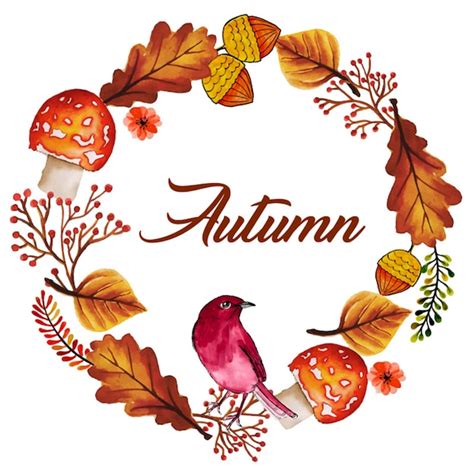 Watercolor Autumn Wreath Vector Free Download