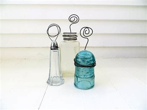 Upcycled Vintage Glass Insulator Picture Stand Wire Photo Etsy