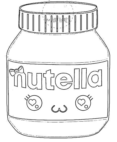 Kawaii Nutella Coloring Page Cute Easy Drawings Food Coloring Pages