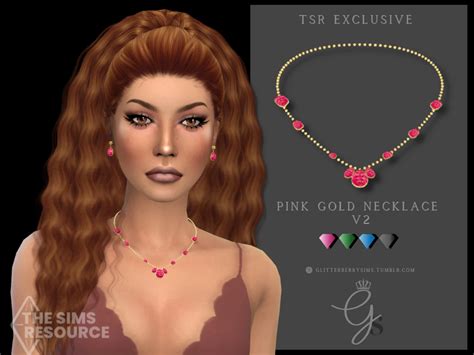 Pink Gold Necklace V2 By Glitterberryfly From Tsr • Sims 4 Downloads