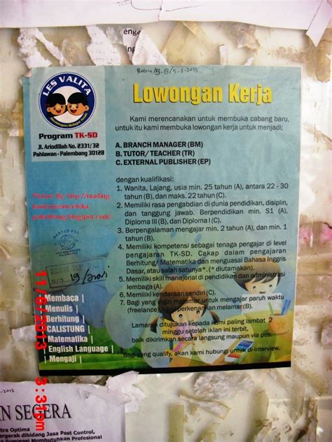 Pos indonesia kini telah mampu menunjukkan kreatifitasnya dalam pengembangan bidang perposan indonesia dengan. Info Loker Di Mading Kantor POS Merdeka Palembang ...