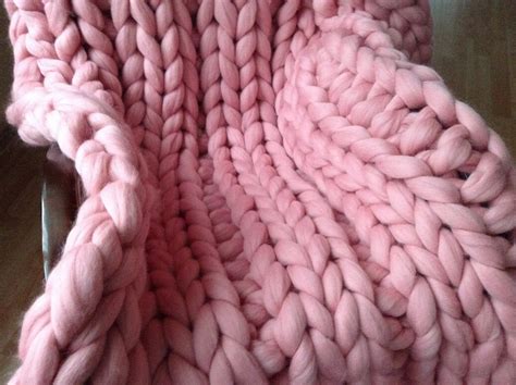Hand Knitted 100 Merino Wool Blanket Chunky Blanket Cozy Wool Etsy