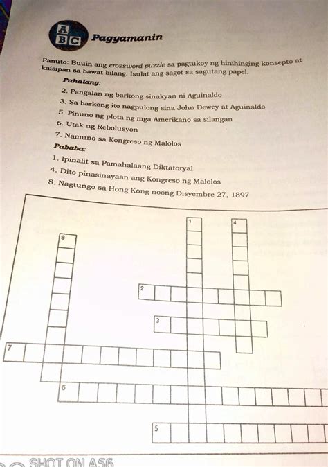 Solved Buuin Ang Crossword Puzzle Sa Pagtukoy Ng Hinihingi Ng Konsepto