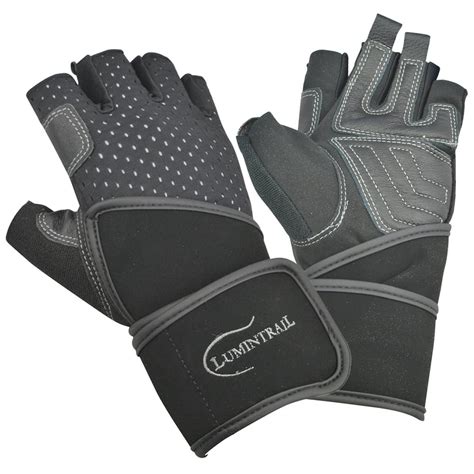 Lumintrail Leather Padded Anti Slip Weight Lifting Gloves With Wrist