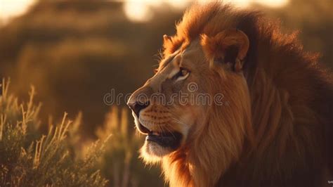 Lion Portrait At Sunset Stock Illustration Illustration Of Head