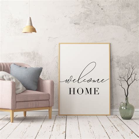 Welcome Home Printable Poster Entryway Wall Print Black And White