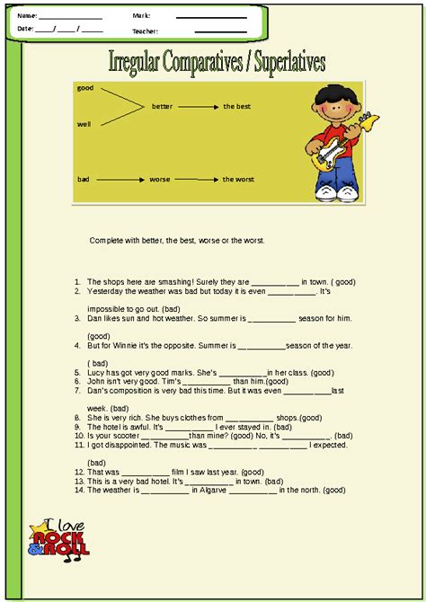 Degrees Of Irregular Adjectives Worksheets Free Printable Adjectives